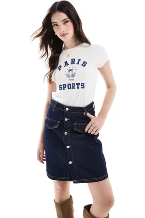 ASOS Denim mini skirt with button opening co-ord