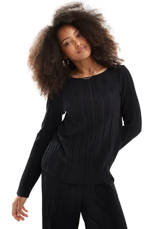 Pieces® Plisse long sleeve top co-ord in
