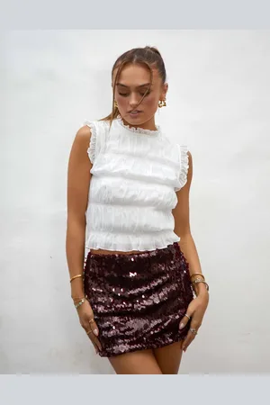 South Beach X Misha Grimes sequin mini beach skirt in cherry