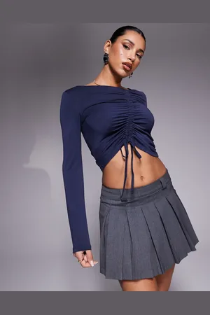 ASOS Soft handle wide long sleeve top with front asymmetric ruching in ink