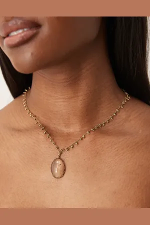ASOS Necklace with faux quartz pendant in tone