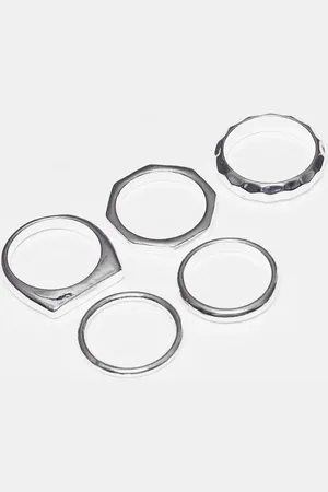 ASOS 5 pack band ring set in tone