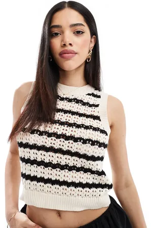 Brave Soul Knitted vest in and stone stripe