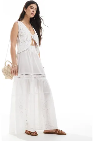 Esmée Esmee Exclusive lace panel tiered maxi beach skirt in
