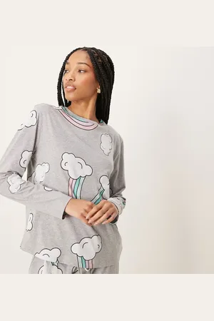 ASOS ASOS DESIGN Tall rainbow long sleeve top & trouser pyjama set in marl