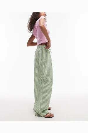 Topshop Poplin pull on wide leg trouser in stripe