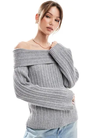 Pimkie Off shoulder ribbed knit wide sleeve jumper in