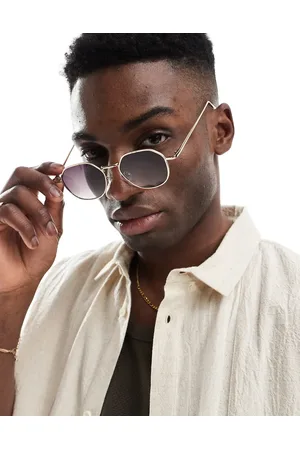 ASOS Angled round metal sunglasses with smoke gradient lens in