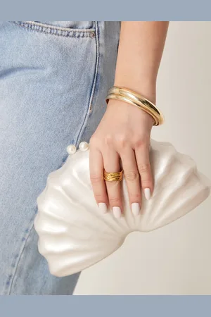 ASOS Textured pearlecent clutch bag with detatchable chain strap in cream