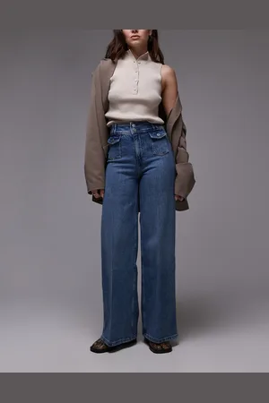 & OTHER STORIES High waist wide leg jeans with double button waistband and pocket detail in mid wash