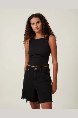 Cotton On Relaxed denim short in graphite rip