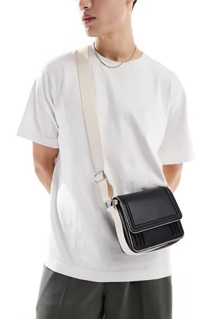 ASOS Cross body bag in with contrast ecru strap and piping