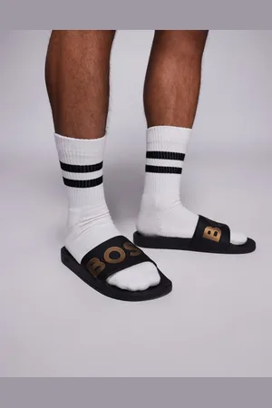 HUGO BOSS Boss Aryeh contrast logo slider in and gold