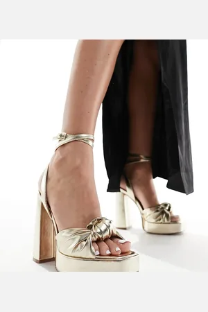 ASOS Wide Fit Nikita knotted platform heeled sandals in