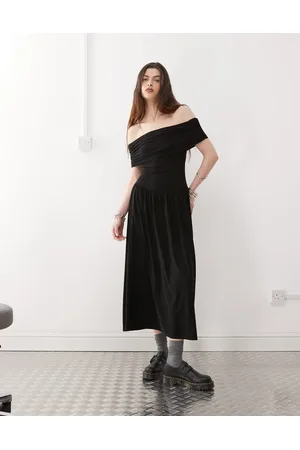 Reclaimed Drop waist slinky bandeau dress