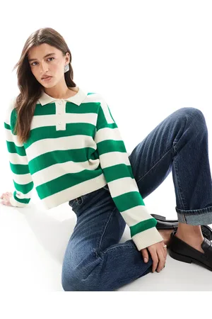 ASOS Knitted stripe structured polo shirt in stripe