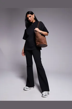 ASOS Interlock skinny flare co ord with seam detail in black