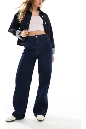 ASOS Straight leg jean with western seam detail in indigo wash