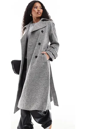 ASOS ASOS DESIGN Petite formal trench coat in salt and pepper