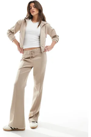 Miss Selfridge Soft touch rib seam detail flare trouser in camel