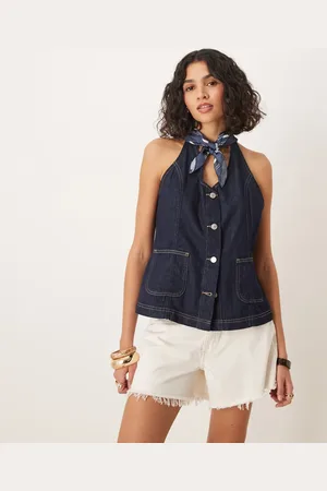ASOS Denim waistcoat with halter neck