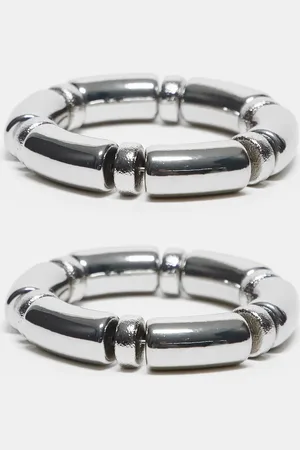 ASOS Pack of 2 stretch bracelets in silver tone