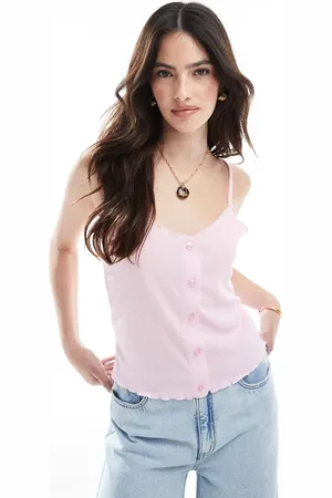 Pieces® Lettuce hem cami in rose