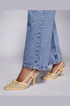 Public Desire Alchemy laser cute sling back heels with bow in