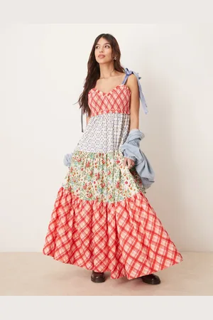 Free People Bluebell multi print ribbon-tie maxi dress in multi