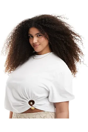 4th & Reckless Beaded ring detail cropped t-shirt in