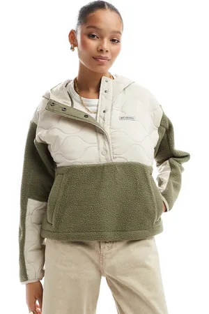 Columbia Cloud Point hooded fleece in dark stone and stone