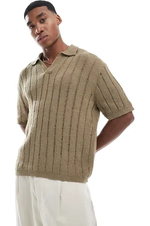 Pull&Bear Knitted polo in camel