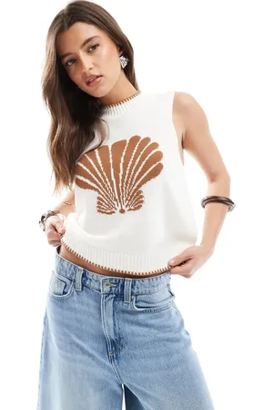 ASOS Knitted shell tank top in cream