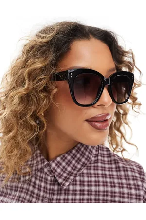 Pieces® Round frame sunglasses with ombre lense in