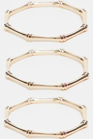 ASOS Pack of 3 bangle bracelets with bamboo detail in tone