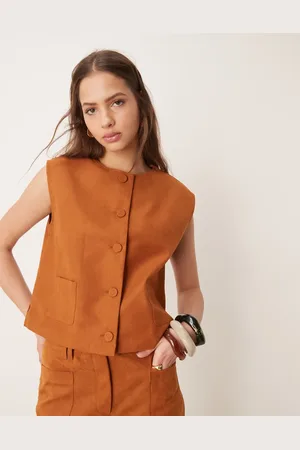 ASOS Faux suede boxy waistcoat co-ord in tan