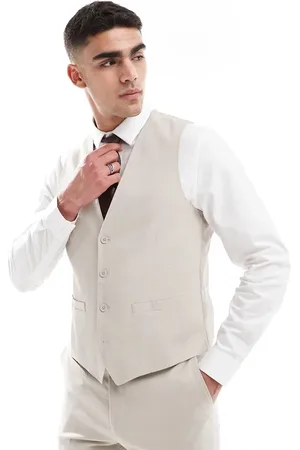 French Connection French Connection linen formal suit waistcoat co-ord in stone
