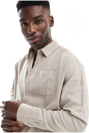 New Look Long sleeve floaty linen-blend shirt co-ord in stone