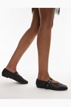 & OTHER STORIES Leather mesh buckle strap ballet flats in