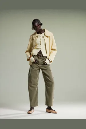 ASOS High waisted barrel leg jeans in sage
