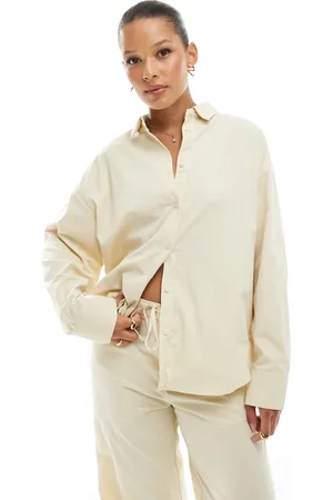 Pull&Bear Boxy shirt co-ord in cream