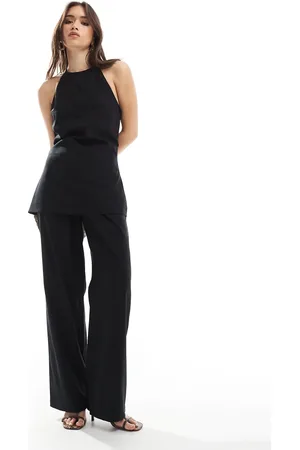 4th & Reckless Linen blend wide leg tailored trousers co-ord in