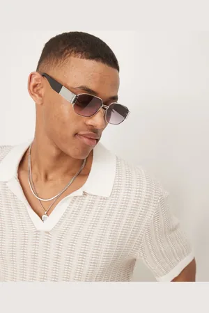ASOS Metal rectangle sunglasses with and black frame and purple ombre lenses