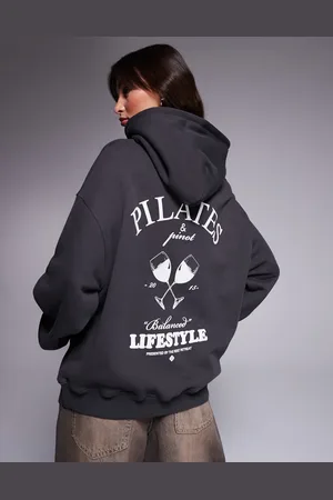 The Couture Club Pilates and pinot oversized hoodie in charcoal