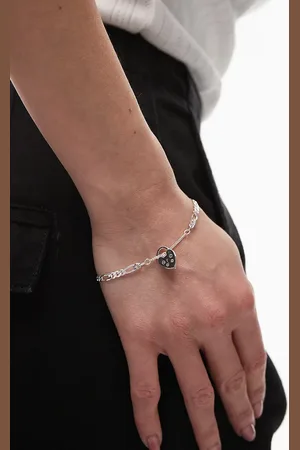 SEOL + GOLD Sterling heart padlock charm bracelet