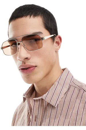 ASOS Aviator sunglasses in tone metal with brown lens
