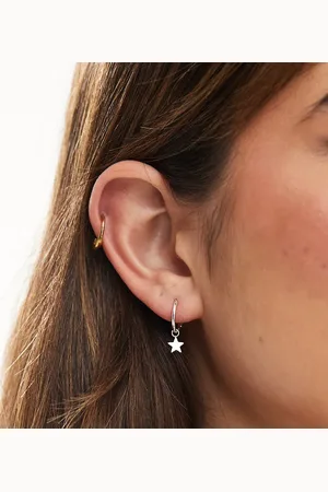 Kingsley Ryan Hoop earrings with star charm in sterling
