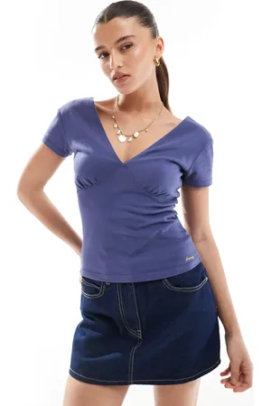 Superdry Cap sleeve corset top in mariner