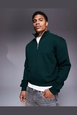ASOS Premium heavyweight boxy oversized quarter zip sweatshirt 400gsm in dark