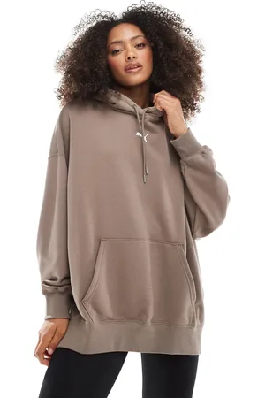 PUMA Wardrobe ess oversized hoodie in totally taupe